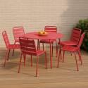 Table de jardin ronde en métal Ø120 cm et 6 chaises