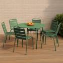 Table de jardin ronde en métal Ø120 cm et 6 chaises