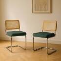 Lot de 2 chaises en acier et velours 