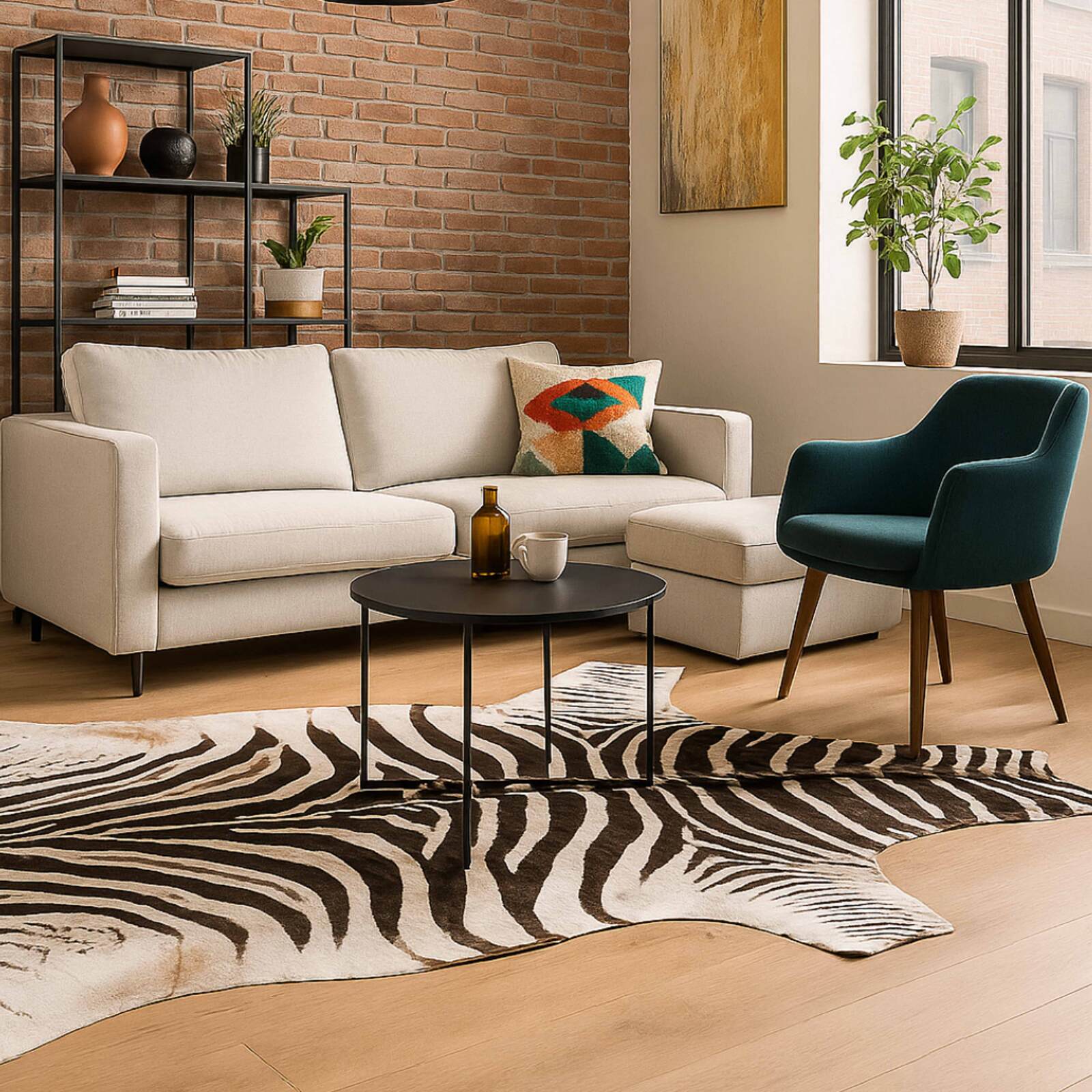 Tapis imitation peau de zèbre 155 x 190 cm