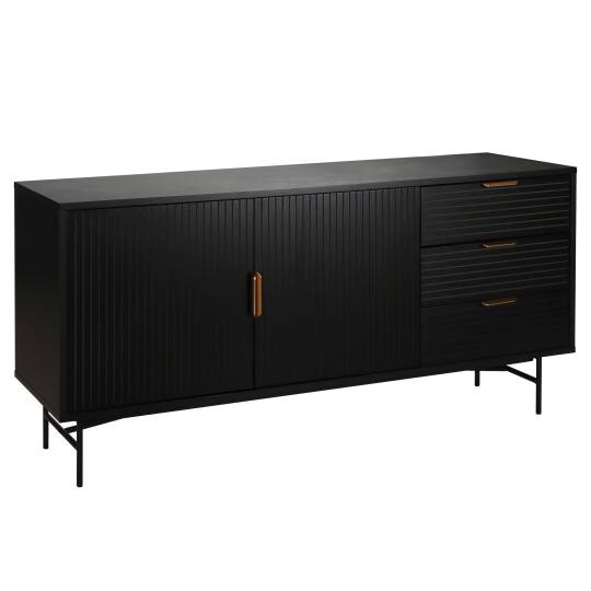 Buffet effet bois 2 portes 3 tiroirs 160 cm | Oviala