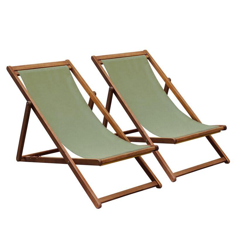 Lot de 2 chiliennes en acacia FSC® 100% inclinables 3 positions