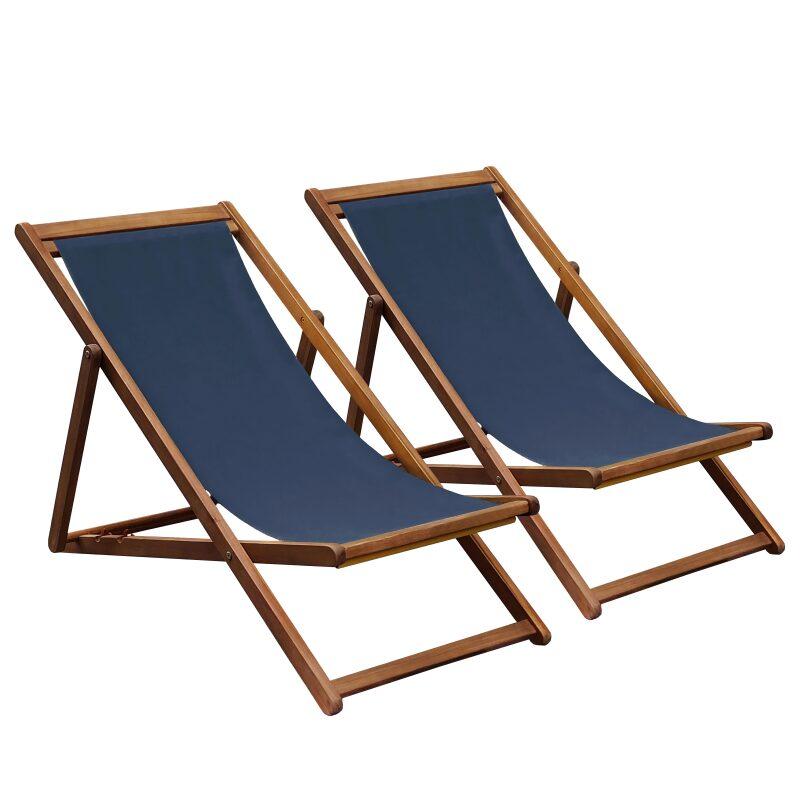 Lot de 2 chiliennes en acacia FSC® 100% inclinables 3 positions