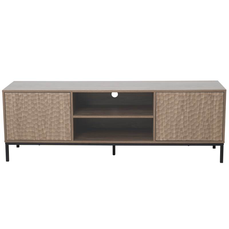 Meuble TV 160 cm en mélaminé effet bois scandinave (2/6)