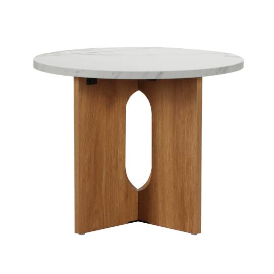 Table basse effet marbre ronde Ø50 x 40 cm | Oviala
