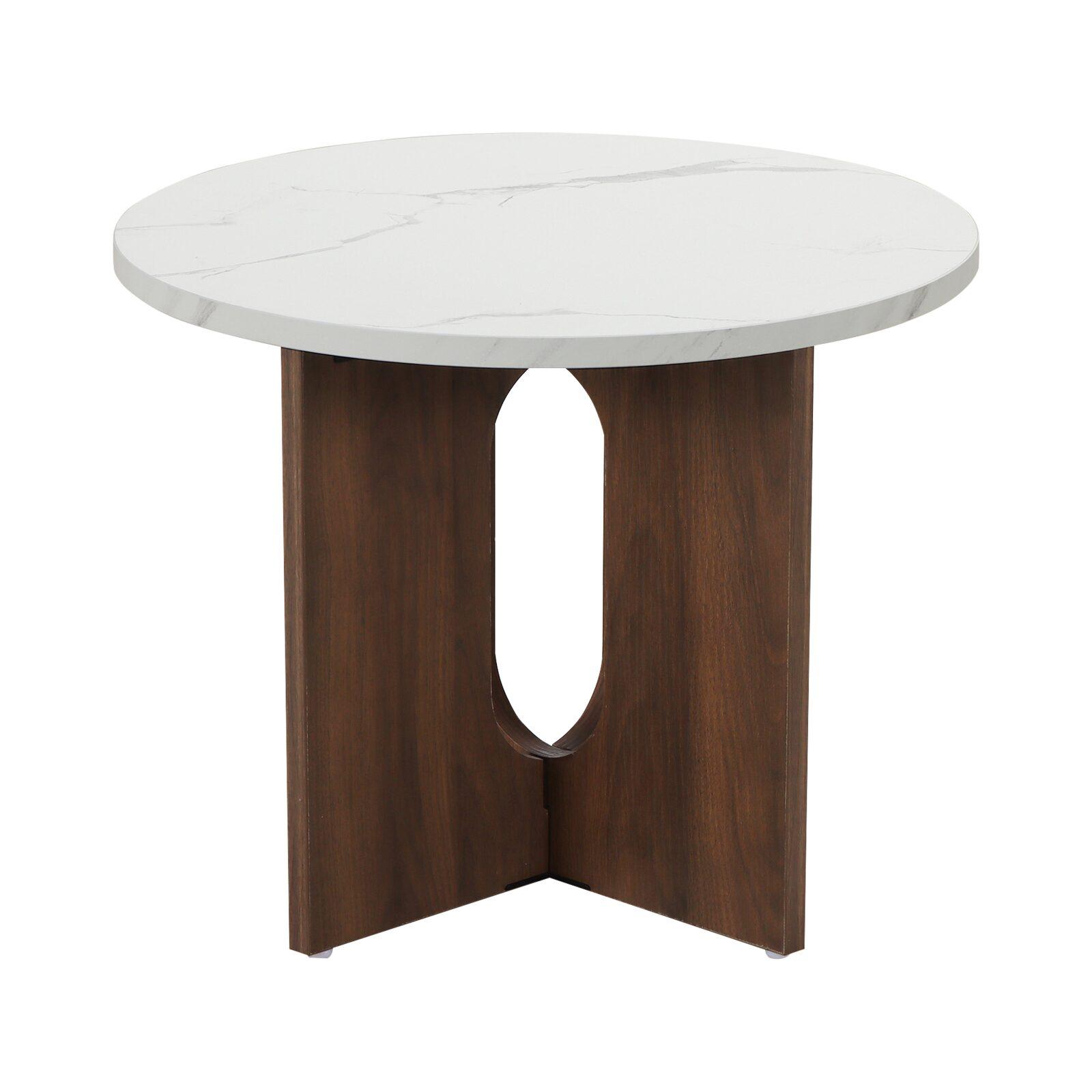 Table basse effet marbre ronde Ø50 x 40 cm