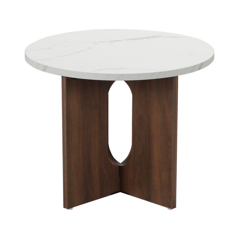 Table basse effet marbre ronde Ø50 x 40 cm