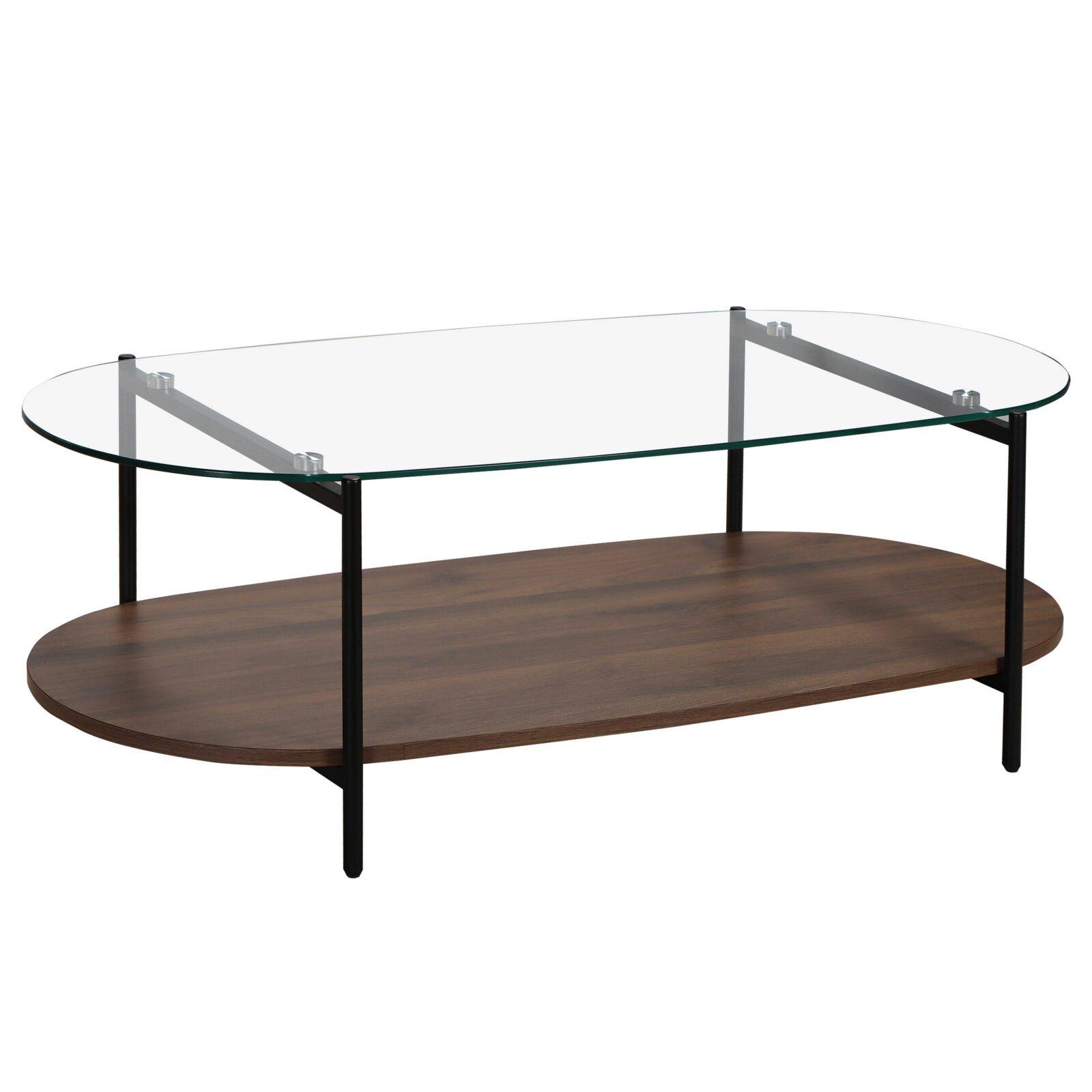 Table basse en verre ovale 120 x 55 x 40 cm 