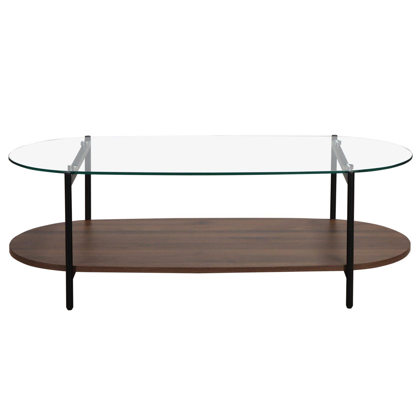 Table basse en verre ovale 120 x 55 x 40 cm 