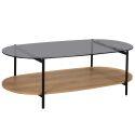 Table basse en verre et effet bois clair ovale 120 x 55 x 40 cm