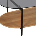 Table basse en verre et effet bois clair ovale 120 x 55 x 40 cm