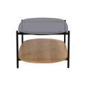 Table basse en verre et effet bois clair ovale 120 x 55 x 40 cm
