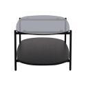 Table basse en verre et effet bois noir ovale 120 x 55 x 40 cm