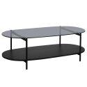 Table basse en verre et effet bois noir ovale 120 x 55 x 40 cm
