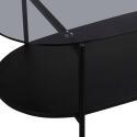 Table basse en verre et effet bois noir ovale 120 x 55 x 40 cm