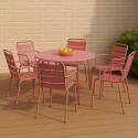 Table de jardin ronde en métal Ø120 cm et 6 chaises avec accoudoirs