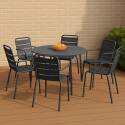 Table de jardin ronde en métal Ø120 cm et 6 chaises avec accoudoirs