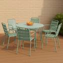 Table de jardin ronde en métal Ø120 cm et 6 chaises avec accoudoirs