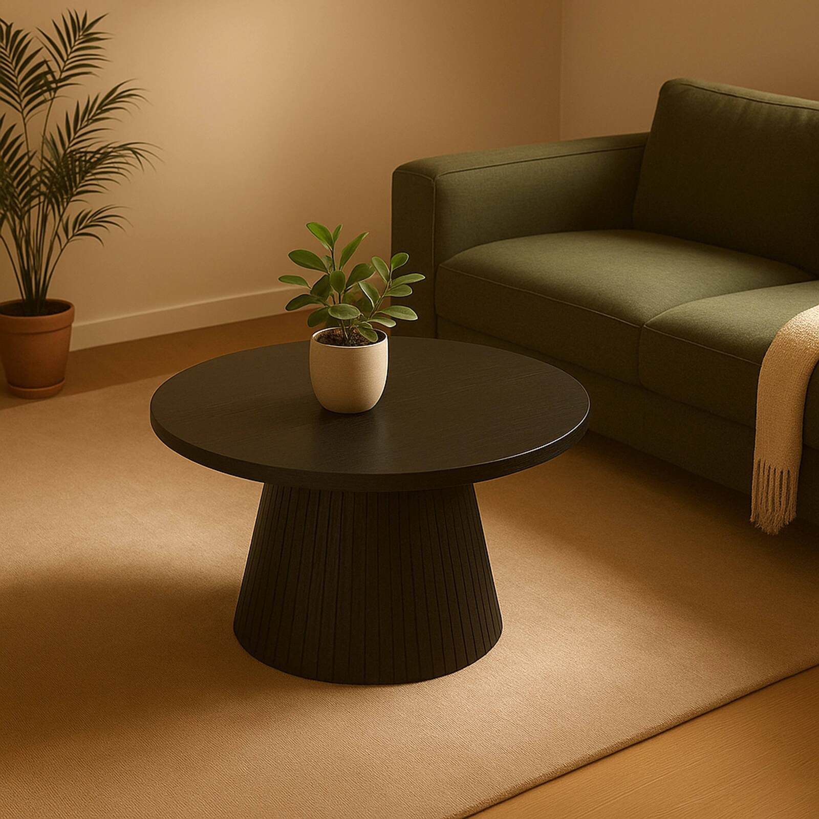 Table basse effet bois ronde Ø80 x 45 cm   