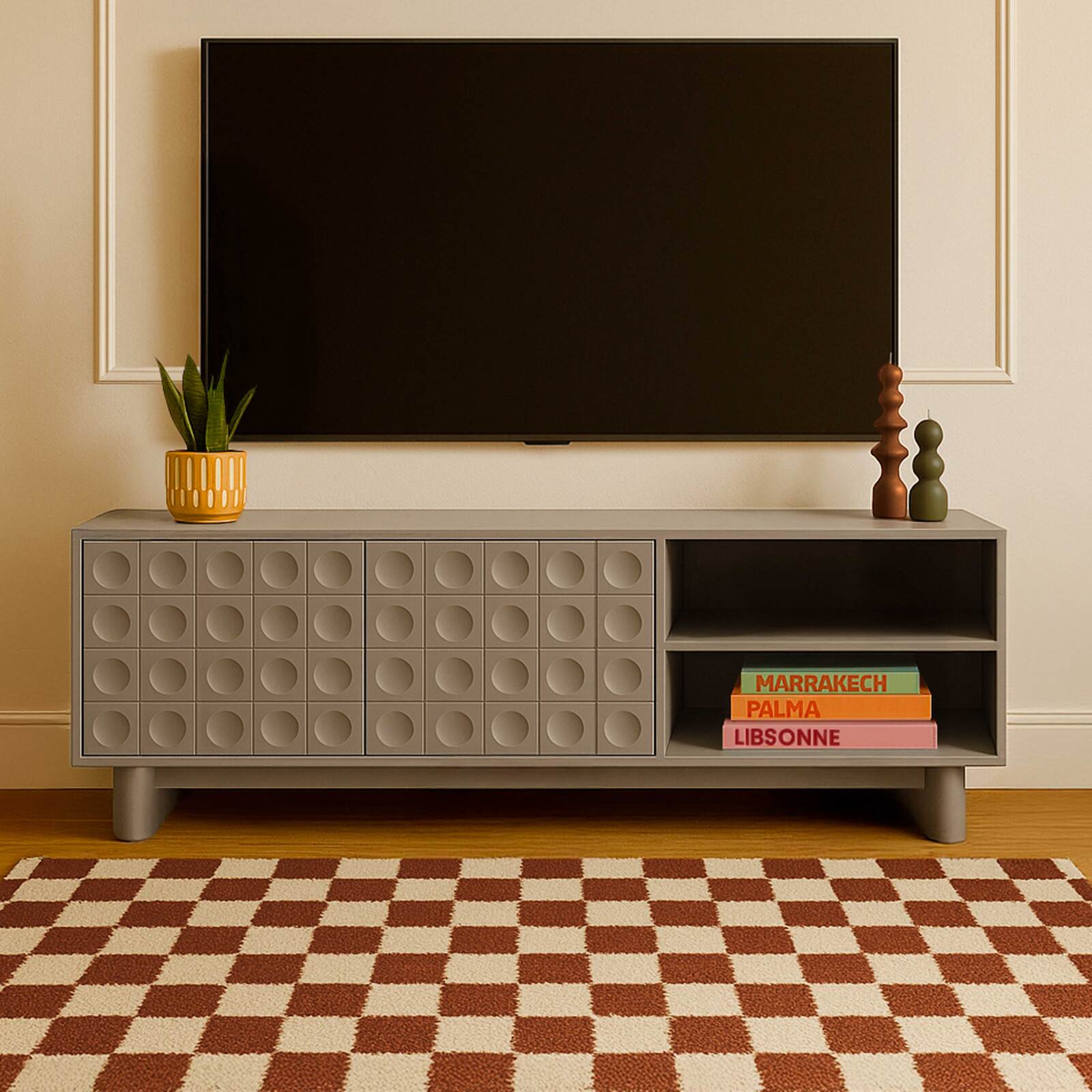 Meuble TV uni 160 cm style retro
