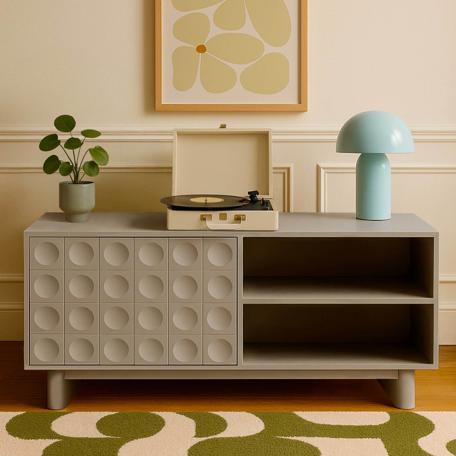 Meuble TV uni 120 cm style rétro