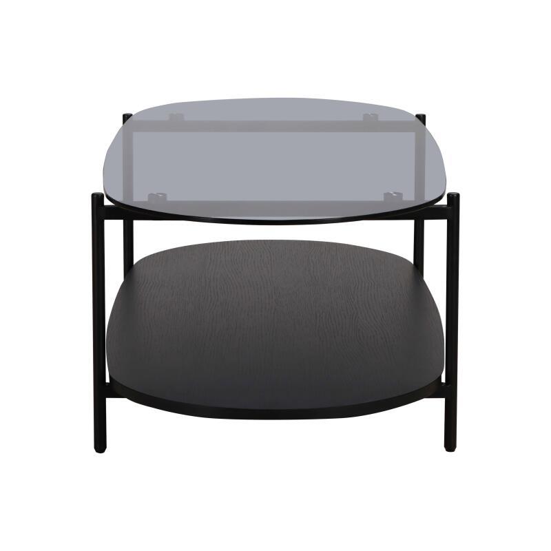 Table basse en verre fumé et effet bois ovale 120 x 55 x 40 cm (3/6)