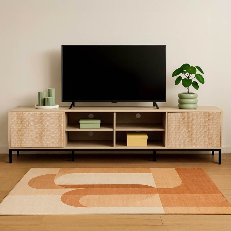 Meuble TV 200 cm effet bois scandinave