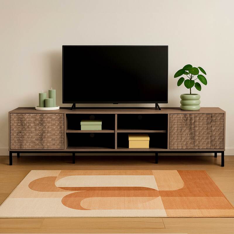 Meuble TV 200 cm effet bois scandinave