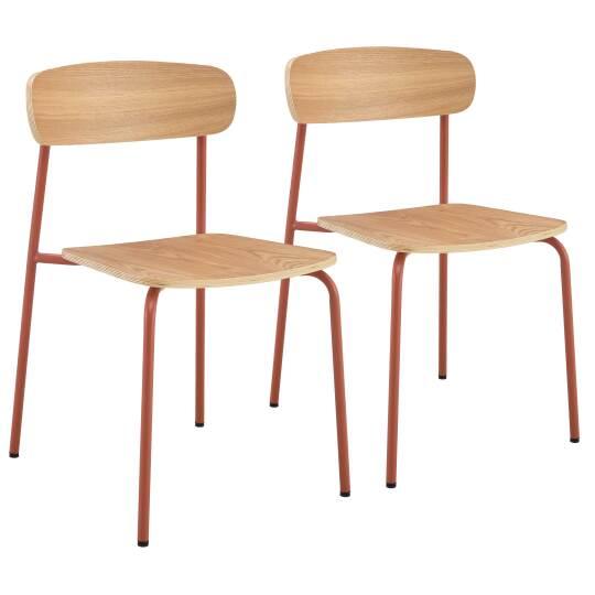 Chaises en bois et métal - Lot de 2 | Oviala