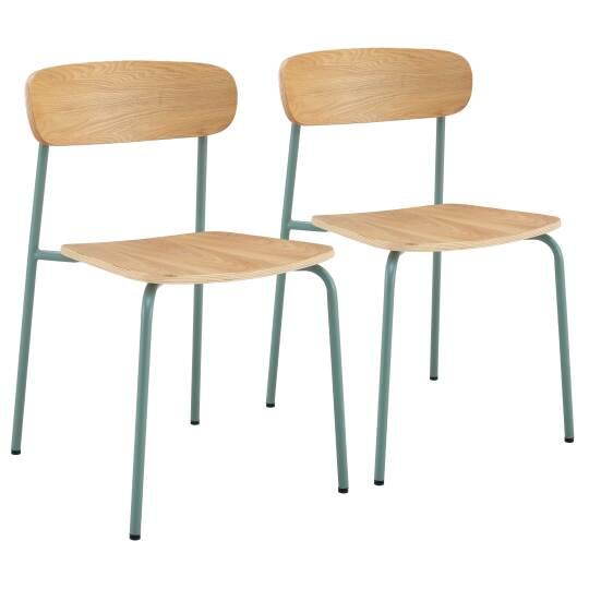 Chaises en bois et métal - Lot de 2 | Oviala