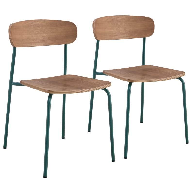 Lot de 2 chaises en métal et bois