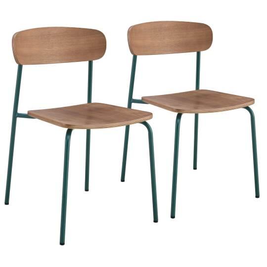 Chaises en bois et métal - Lot de 2 | Oviala