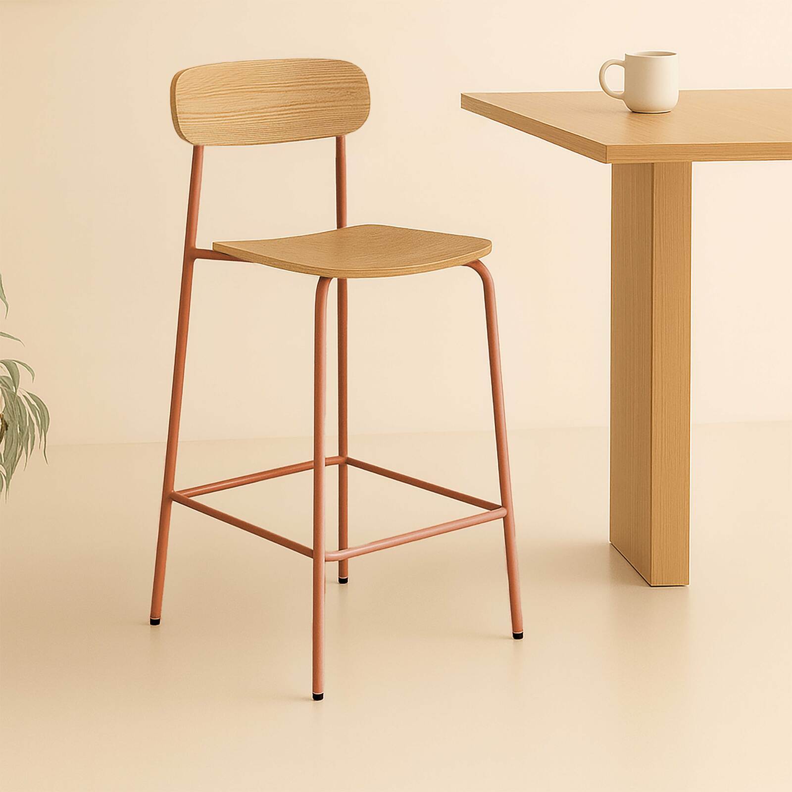 Lot de 2 chaises hautes en métal et bois