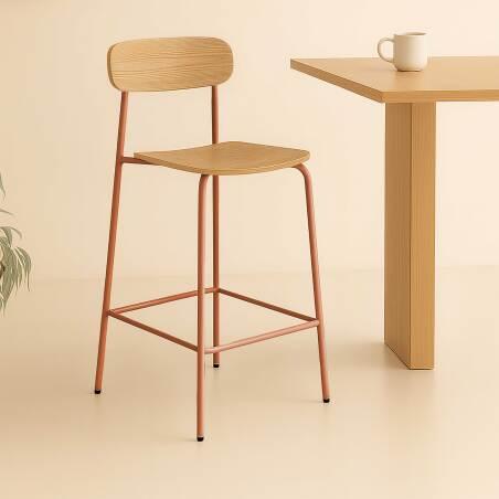 Lot de 2 chaises hautes en métal et bois