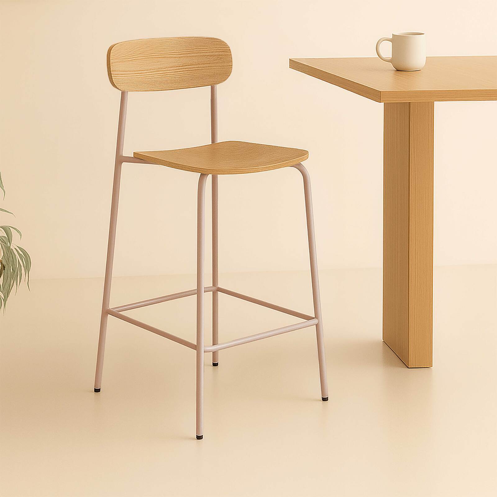 Lot de 2 chaises hautes en métal et bois