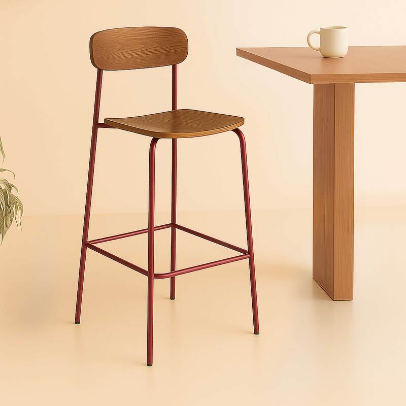 Lot de 2 chaises hautes en métal et bois