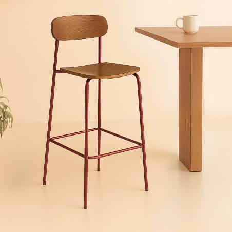 Lot de 2 chaises hautes en métal et bois