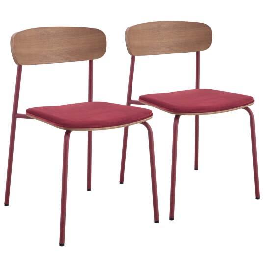 Chaises en bois, métal et tissu - Lot de 2 | Oviala