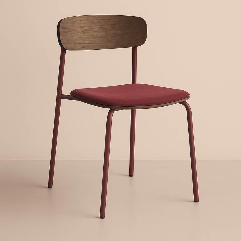 Lot de 2 chaises en métal, bois et tissu