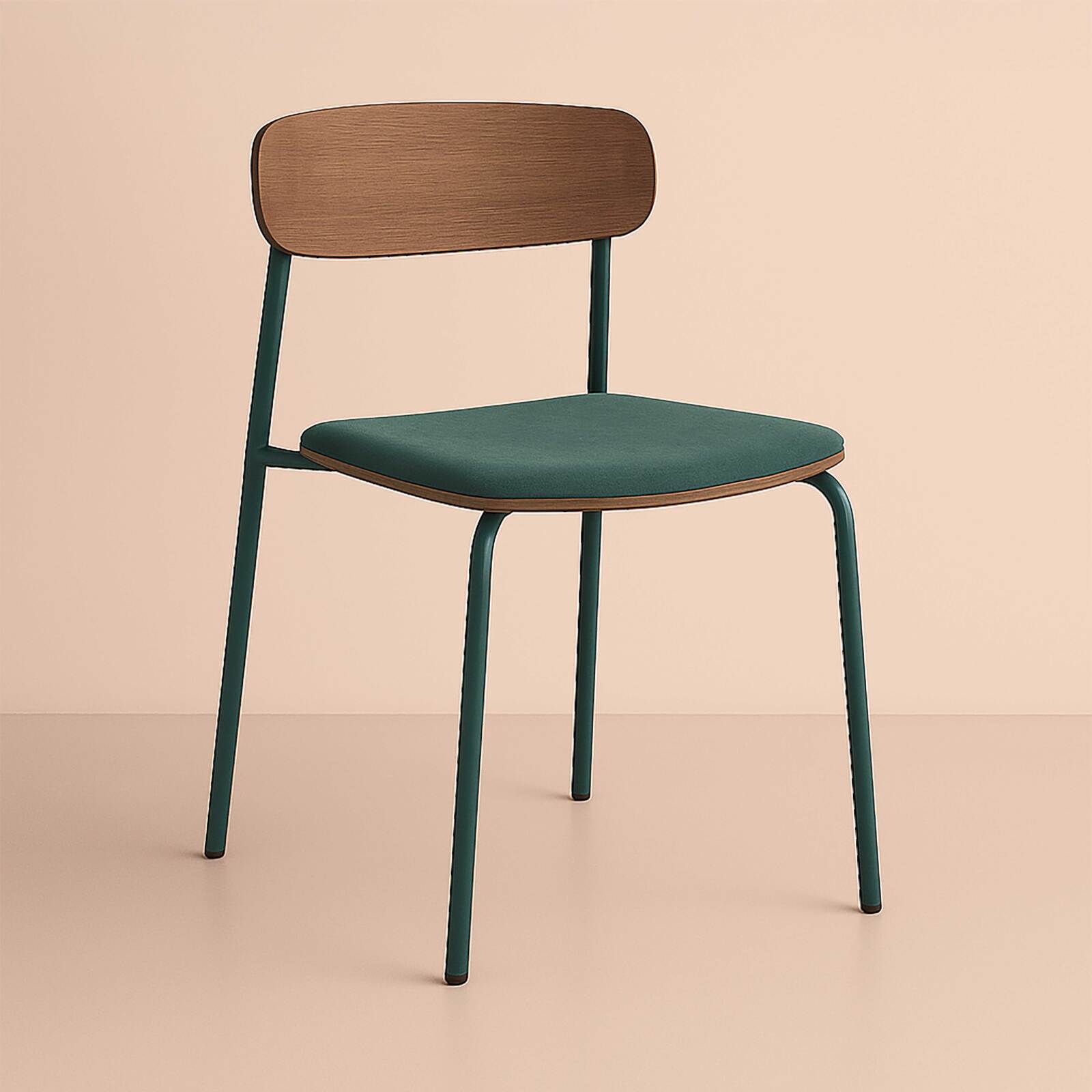 Lot de 2 chaises en métal, bois et tissu