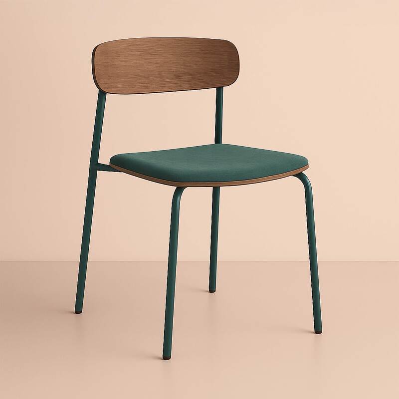 Lot de 2 chaises en métal, bois et tissu