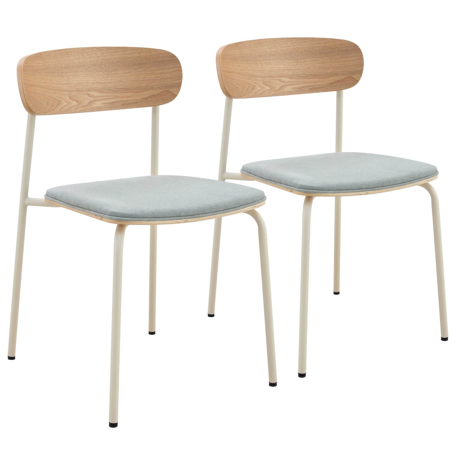 Lot de 2 chaises en métal, bois et tissu