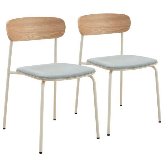 Chaises en bois, métal et tissu - Lot de 2 | Oviala