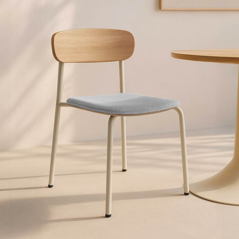 Lot de 2 chaises en métal, bois et tissu