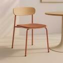 Lot de 2 chaises en métal, bois et tissu