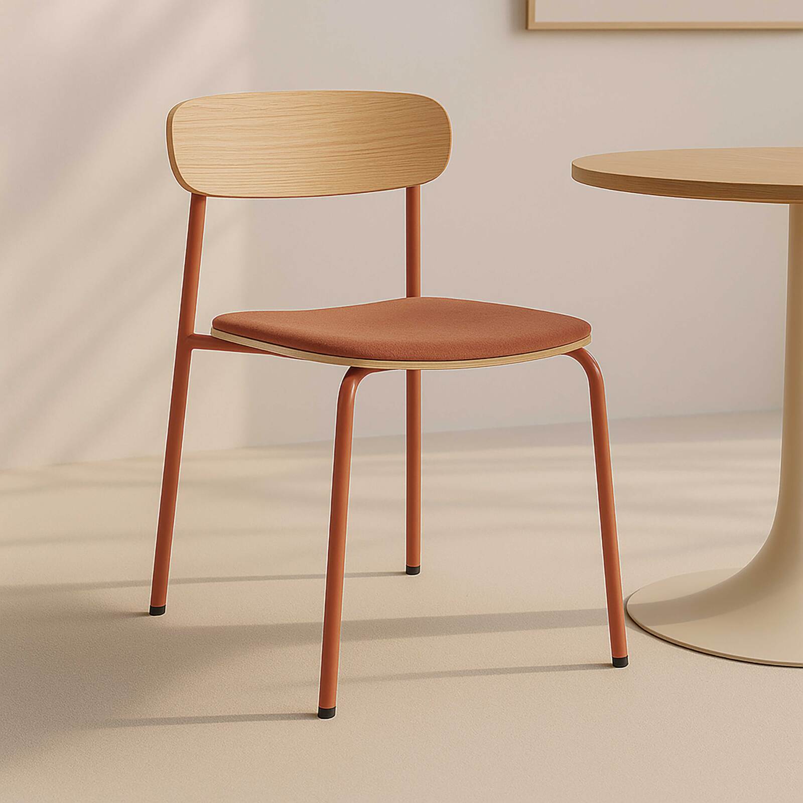 Lot de 2 chaises en métal, bois et tissu