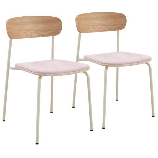 Chaises en bois, métal et tissu - Lot de 2 | Oviala