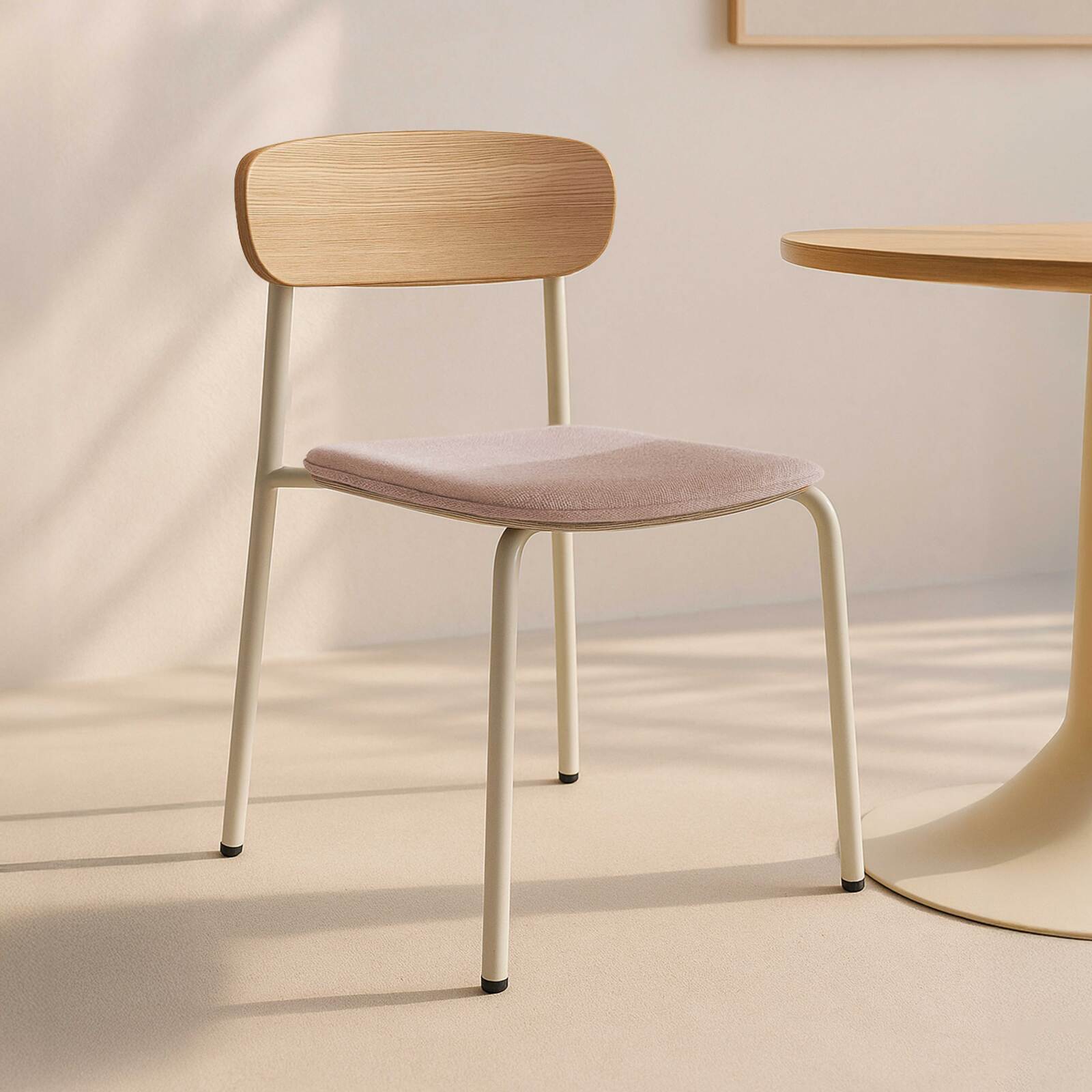 Lot de 2 chaises en métal, bois et tissu