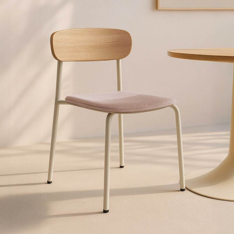 Lot de 2 chaises en métal, bois et tissu