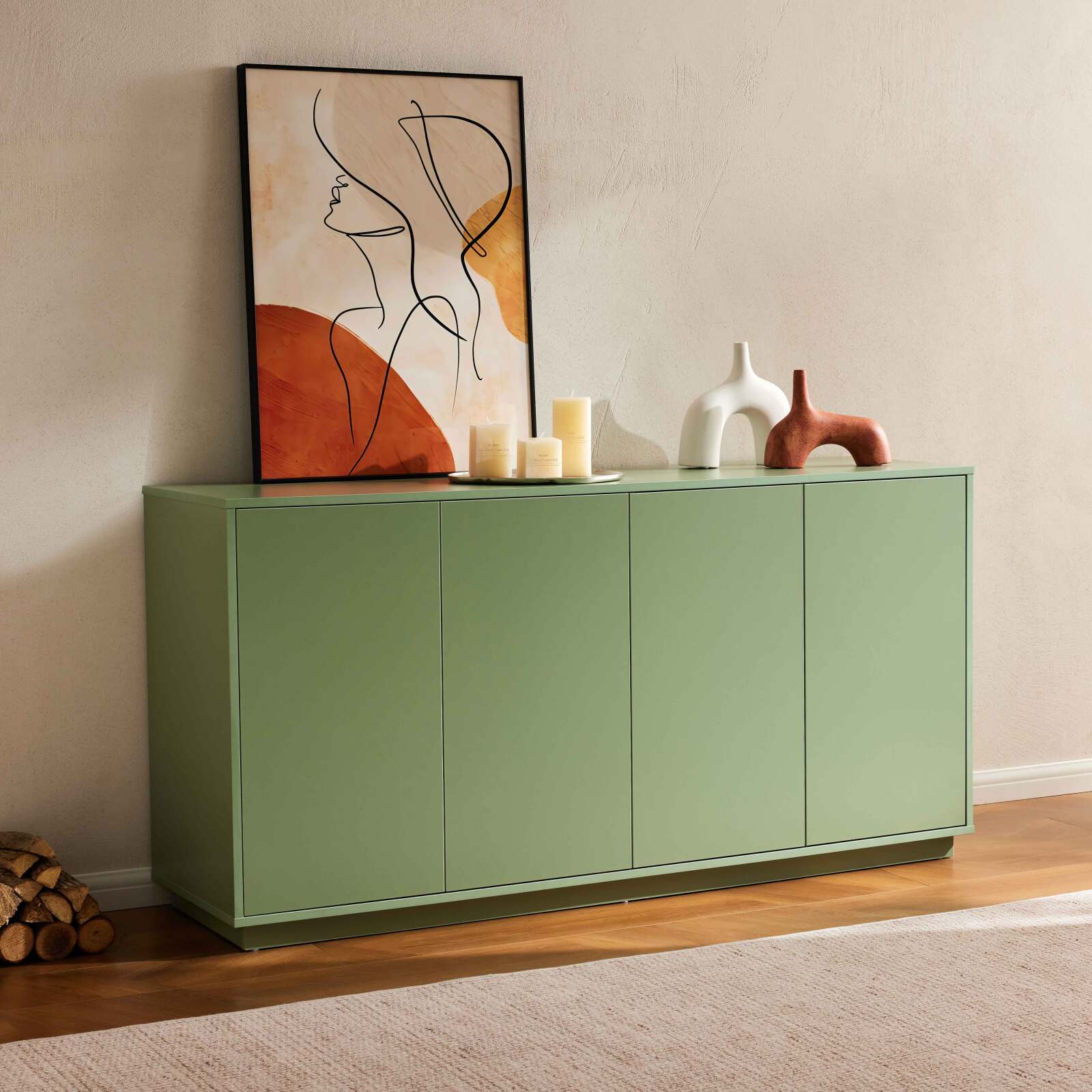 Buffet uni 4 portes 160 cm 